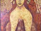 une image représentant un tableau d'une femme avec des crânes sur la tête