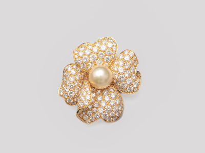 Broche Vintage Rayon D'Or Paris - Forme Fleur Couleur Or Mat - Réf. 2343 - Occasion Impeccable