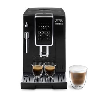 delong coffee machine with two cups of coffee next to it