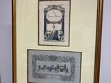 une photo représentant un tableau accroché au mur à côté d'un vase