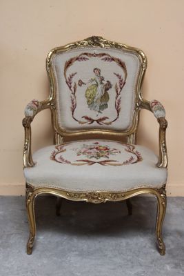 a chair that has a picture of a woman on it