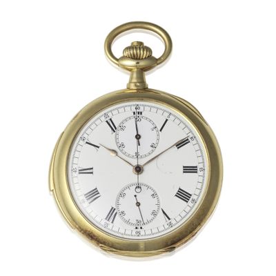 a gold pocket watch with roman numerals on it