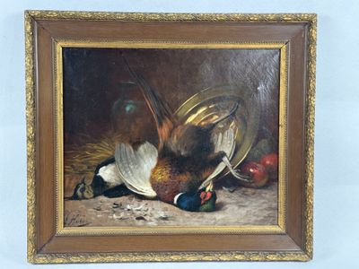 a picture of a painting of a bird and a glass