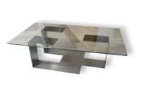 Table basse fer plié et verre fumé circa 1970 32 x 105 x 60 …