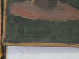 a painting of a man with a hat on a wall