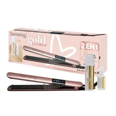 gold 2 in 1 hair straightener and brush gift set