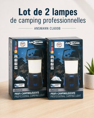 lot de 2 lampes de camping professionnelles
