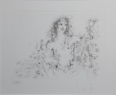 an image of a drawing of a woman with flowers in her hair