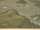 a picture of a painting of sheep in a field