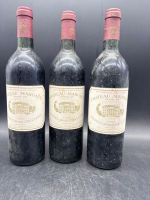 trois bouteilles de vin sont alignées sur une table