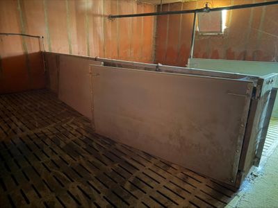 an image of a bathroom being remodeled in a barn