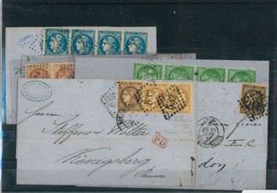 Bordeaux (Yvert 39/48) - 1c avec 2c lauré (2 ex.) et 20c Siè…