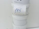 several white buckets stacked on top of each other with a price tag