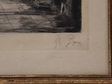 drawing of a man and a woman walking down a sidewalk