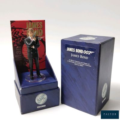 a figurine of james bond on display in a box
