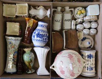 a box with many different types of vases in it