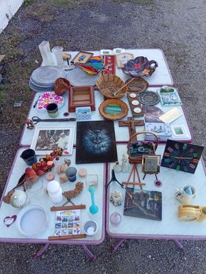 a table that has a lot of items on it