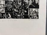 un dessin en noir et blanc représentant un groupe de personnes
