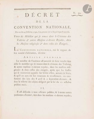 RÉVOLUTION. PATRIMOINE. Affiche et 4 imprimés, 1792-1793.