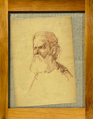Ecole vers 1900. Portrait d'homme à la barbe.