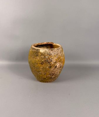 un petit vase posé sur une table