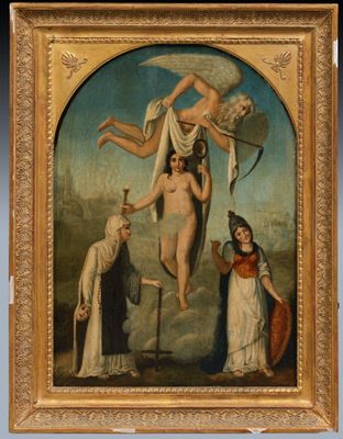 an image of a painting of a man being nailed to a cross