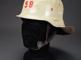 a close up of a helmet on a mannequin head