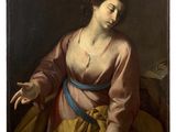 an image of a painting of a woman in a pink dress