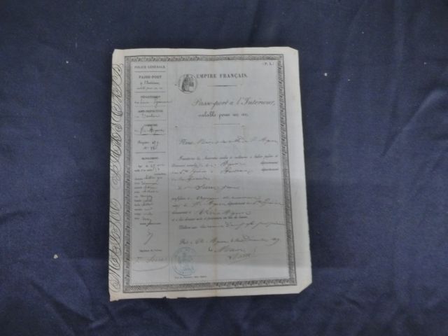 1 passeport à l’intérieur de 1859 de Jean Serrer, voyageur de com...