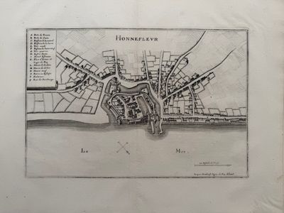 une ancienne carte de la ville de Honnefleur, en France