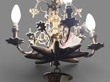 a chandelier with a bunch of lights hanging from it