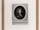 a black and white portrait of a man in a gold frame