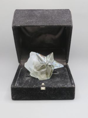 une image représentant une sculpture en verre représentant un oiseau dans une boîte noire