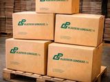 boxes stacked on a pallet in a warehouse with pallets in the background