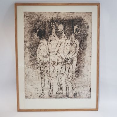 an image of a drawing of three men standing next to each other