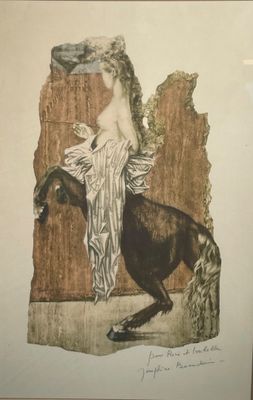 une image représentant une femme et un cheval dans un tableau