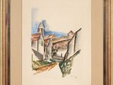 une image représentant une aquarelle illustrant une scène de vie à la ferme