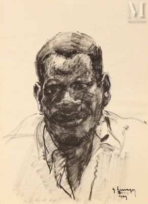 dessin représentant un homme en chemise blanche, les yeux fermés