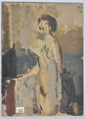 an image of a painting of a woman sitting in a chair