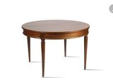 an image of a round table with a wooden top and legs