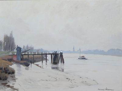 Fernand VETCOUR (1908–2001), Huile sur toile, Bord de fleuve… - Photo 1