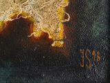 an oil painting of a map of italy on a black background