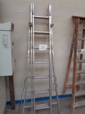 a ladder leaning against a wall in a room