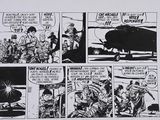 an image of a black and white comic strip with a picture of a plane