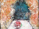 an image of a painting of a woman sitting on a table