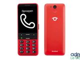 an image of a red cell phone with an open dial on the screen
