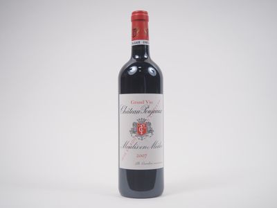 gros plan d'une bouteille de vin rouge sur fond blanc