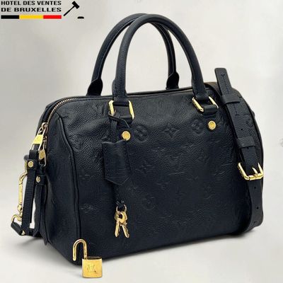 louis vu vu black leather handbag with gold hardware