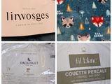 several pictures of a bed with a pillow and a pillow cover
