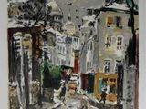 une image représentant un tableau illustrant une scène de rue avec une personne qui marche